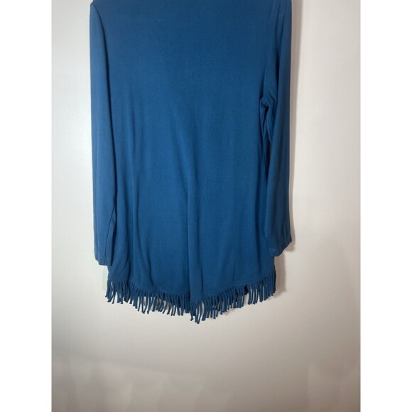 Soft Surroundings Teal Blue Long Sleeve One Button Pocketed Long Duster Medium - Picture 7 of 11